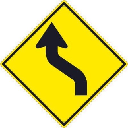 NATIONAL MARKER CO NMC Traffic Sign, Lane Shift Arrow Right Sign, 30in X 30in, Yellow TM245K
